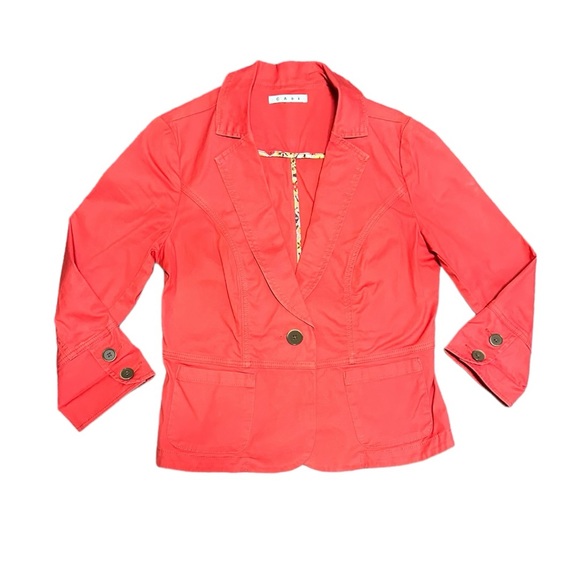 CAbi Style 878 Little Red Jacket Woman Size 4 Button Front Blazer Career Work - Picture 2 of 7